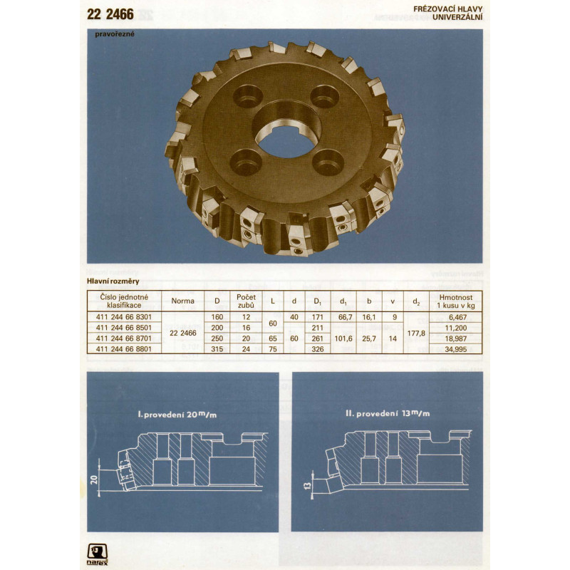 Narex Frézovací hlava univerzální, pr. 250 mm, ČSN 22 2466